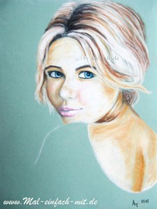 Frau in Pastellkreide Zeichnung